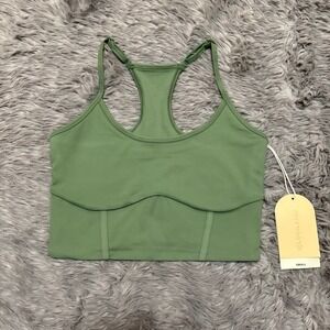 Logilates Workout Sports Bra Tank Top Dri-Fit Sage Green Razorback Running Yoga